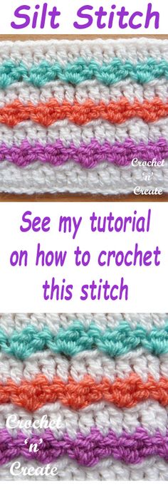 two crochet stitchs with the words see my tutor on how to crochet this stitch