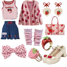 Strawberry Themed Outfit, Strawberry Shortcake Outfits, Strawberry Bunny, Strawberry Outfit, Cute Outfits For School, Cartoon Outfits, Friend Outfits, Really Cute Outfits, Kawaii Clothes