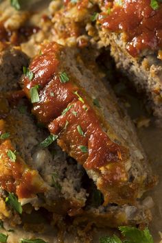 meatloaf stuffed with marinara sauce and parsley