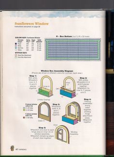 an open book with instructions on how to build a sunflower window