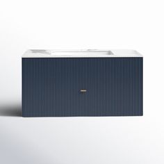 a white and blue box sitting on top of a table