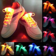 Led Shoelaces Shoe Laces Flash Light Up Glow Stick Strap Shoelaces Disco Party Led Shoes, Light Up Shoes, Lit Shoes, Neon Party, Design Textile, Crazy Shoes, Pretty Shoes, Fashion Mode, Nike Running