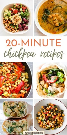 20 - minute chickpea veggies recipe collage with text overlay