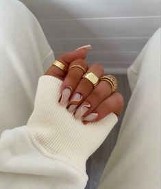 Brown Acrylic Nails, Nails Aesthetic, Acrylic Nails Coffin Short, Summer Acrylic Nails, Brown Nails, Square Acrylic Nails, Pretty Acrylic Nails, Short Acrylic Nails, Best Acrylic Nails