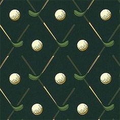 a pattern with golf balls and tees on a black background for wallpaper or fabric