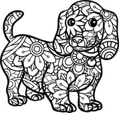 an adult coloring book page featuring a dog with flowers on it and a t - shirt next to it