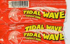 two pieces of tidal wave gum sitting on top of each other