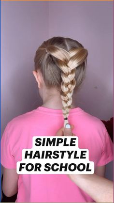 Heres an easy hairstyle for school. Simple hair tutorial for girls. Fun Hairstyles With Braids, Easy Hairstyles For Girls With Long Hair, School Hairstyles Middle School, Hairstyle For Traveling, Simple Girls Hairstyles Kids, Easy Hairstyles For Kids Long Hair, Girls Hairstyles For School Easy, Girl Hair Styles For School, Hair Styles For Girls For School