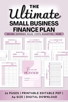 EDITABLE SMALL BUSINESS FINANCIAL PLANNER BUNDLE | Editable Printable | Etsy Digital Download | B... dailyplanneruk #happyplanner #notionplanner #freeblogplanner Small Business Planner Free Printables, Business Daily Planner, Business Planner Printables, Business Finance Management, Financial Tracker, Business Binders, Printables Planner