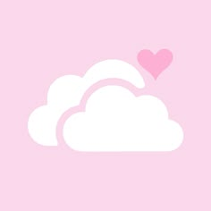 a pink background with clouds and a heart