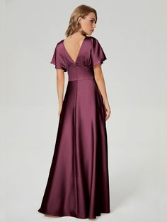 This Short Sleeves V-neck Soft Satin Wedding Guest Dress is perfect for any wedding occasion. Made with high-quality soft satin fabric, it offers both comfort and elegance. The short sleeves and v-neckline provide a timeless and flattering look for any body type. Be a stylish and comfortable wedding guest with this dress. Satin Bridesmaid Dress, Simple Bridesmaid Dresses, Full Maxi Skirt, Long Bridesmaid Dress, Satin Bridesmaid Dresses, Satin Prom Dress, Guest Dress, Satin Wedding, Long Bridesmaid Dresses