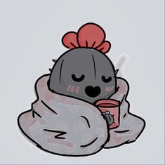 a drawing of a chicken with a cup of coffee