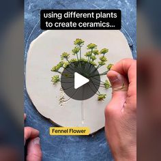 someone is using different plants to create ceramics with ferment flower on it