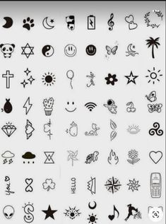 a bunch of different types of tattoos on a white background