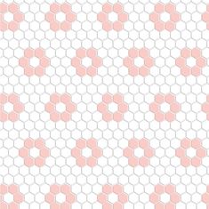 an abstract geometric pattern with hexagonal pink and white shapes on a white background