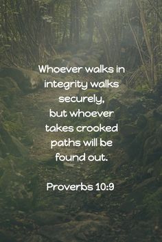 a path in the woods with a bible verse on it