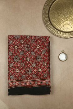 Scarlet Maroon Ajrak Modal Silk saree Ajrakh Sarees, Bengal Cotton Sarees, Kalamkari Fabric, Cotton Sarees Handloom, Beech Trees, Kantha Sarees, Sustainable Wardrobe, Natural Dye Fabric, Kota Silk Saree