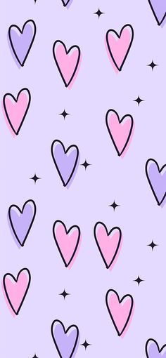 hearts and stars on a purple background