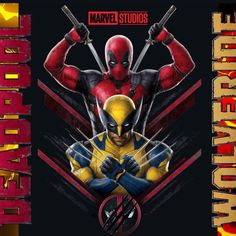 two deadpools in front of a black background