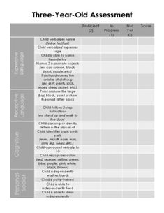 the three year old assignment checklist is shown in this document, which includes several important tasks