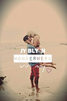 a man and woman kissing on the beach with words above them that read, jy blyn wonder work