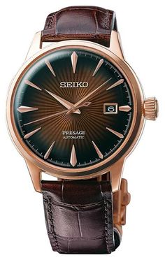 Brown Watch Men, Seiko Automatic, Automatic Watches For Men, Rose Gold Case, Automatic Watch, Men's Watch