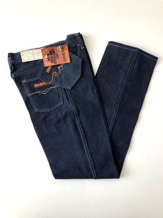 Vintage Boy's 70's NWT, Unworn, Maverick, Straight Leg, Denim, Dark Wash, Jeans (12 Slim) by Freshandswanky on Etsy Retro Dark Wash Rigid Denim Jeans, Vintage Straight Leg Jeans With Contrast Stitching, Retro Denim Jeans With Hip Pockets, Retro Fitted Selvedge Jeans, Vintage Dark Wash Jeans With Hip Pockets, Retro Straight Leg Jeans With Hip Pockets, Retro Selvedge Denim Jeans, Retro Dark Wash Jeans With Standard Cut Leg, Retro Dark Wash Straight Leg Jeans