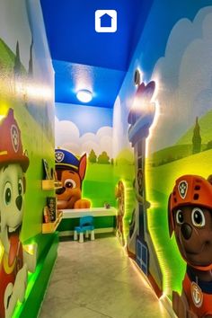 this is an image of a children's room with paw patrol wallpapers