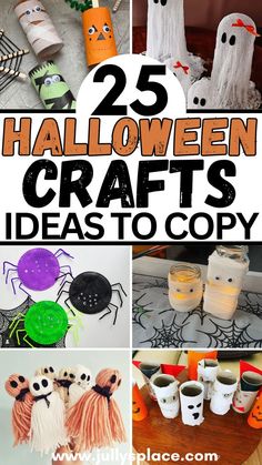 halloween crafts, hallwoeen craft ideas, diy halloween crafts, halloween crafts for kids, halloween crafts for adults, spooky halloween crafts Crafts Ideas For Kids, Mummy Crafts, Arts And Crafts Ideas, Halloween Arts, Halloween Art Projects, Halloween Crafts Preschool, Spider Crafts, Halloween Craft Projects, Halloween Crafts For Toddlers