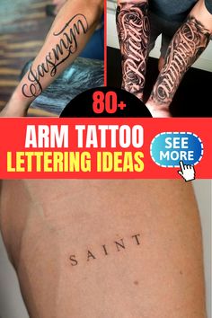 arm tattoo lettering ideas for men and women