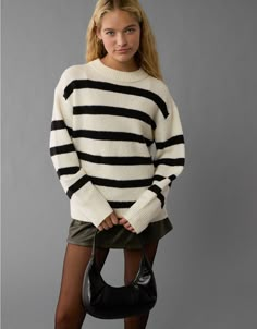 AE Whoa So Soft Crew Neck Sweater Balloon Sleeve Cardigan, Christmas Lists, Bodycon Sweater, Crewneck Sweaters, American Eagle Sweater, Xmas List, Clothes Wishlist, Sweater Fits, Fall Wear