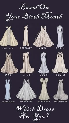 an image of dresses that are in the style of princesses and their names on them