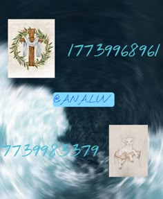 an image of the ocean with numbers and symbols on it's side, as well as other images