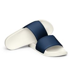 Men's RT Midnight Blue slides, Cruising Shoes, Blue Sandals, Pool Shoes, Beach Shoes, Flip Flops What's a summer without comfy, open-toed shoes? Get yourself these men's slides as an addition to your summery outfits. The cushioned upper strap and textured footbed make these slides an excellent choice for the season's activities. * Cushioned faux leather upper strap * Lightweight polyurethane (PU) outsole * Contoured, textured footbed * Stitched around the upper perimeter for extra durability * S Blue Slides, Shoes Flip Flops, Summery Outfits, Open Toed Shoes, Pool Shoes, Mens Shoes Sandals, Mens Slides, Shoes Blue, Blue Sandals