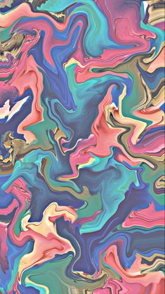 an abstract background with multicolored fluid paint in shades of blue, pink, and green