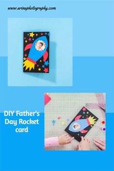 the father's day rocket card is made with construction paper and crafting supplies