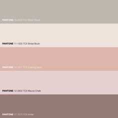 pantone's color swatches are shown in shades of gray, pink and brown