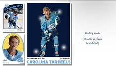 the hockey card features an image of carolina tar heels