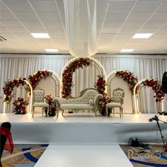 a stage set up for a wedding ceremony