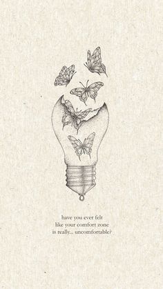 a drawing of a light bulb with butterflies in it