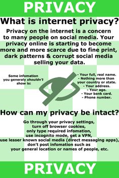 a green poster with the words privacy on it