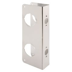 a metal object on a white background with holes in the middle and one hole at the bottom