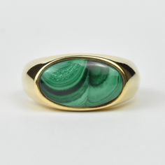 Malachite Gents Ring in 14K Yellow Gold - Goldmakers Fine Jewelry Lawrence Kansas, Gents Ring, Artfully Designed, Mission Statement, Crafted Jewelry, Innovation Design, Handcrafted Jewelry, Kansas, Hand Crafted