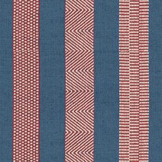 a blue and red striped wallpaper with white lines on it's side,