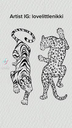 two animals that are standing next to each other on a white background with the words artist i