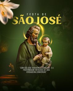 an image of jesus holding a child in his arms with the words, festa de sao