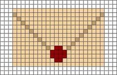 a cross stitch pattern with a red square in the middle