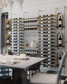 there is a wine rack in the dining room