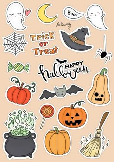 halloween stickers with pumpkins and ghost