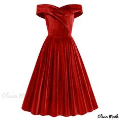 Olivia Mark - Christmas Vintage Fit-and-Flare Waist-Defined Dress Womens Velvet Dresses, Vestidos Retro, Velvet Prom Dress, Crop Top With Jeans, Halter Top Dresses, Vintage Prom, Eve Dresses, New Years Eve Dresses, Floral Bodycon